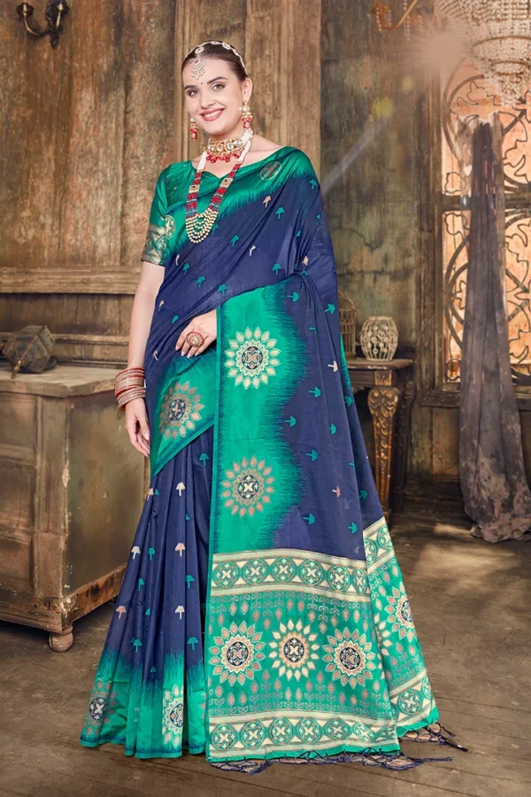 blue Chanderi Cotton Saree