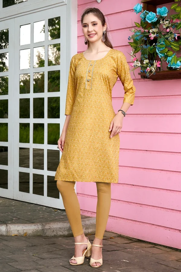 Women’s Deep yellow and white Geometrical Printed